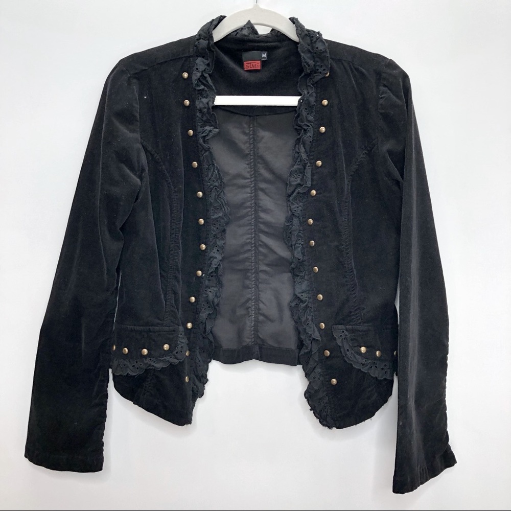 STM black micro corduroy jacket Gothic Punk dark Academia